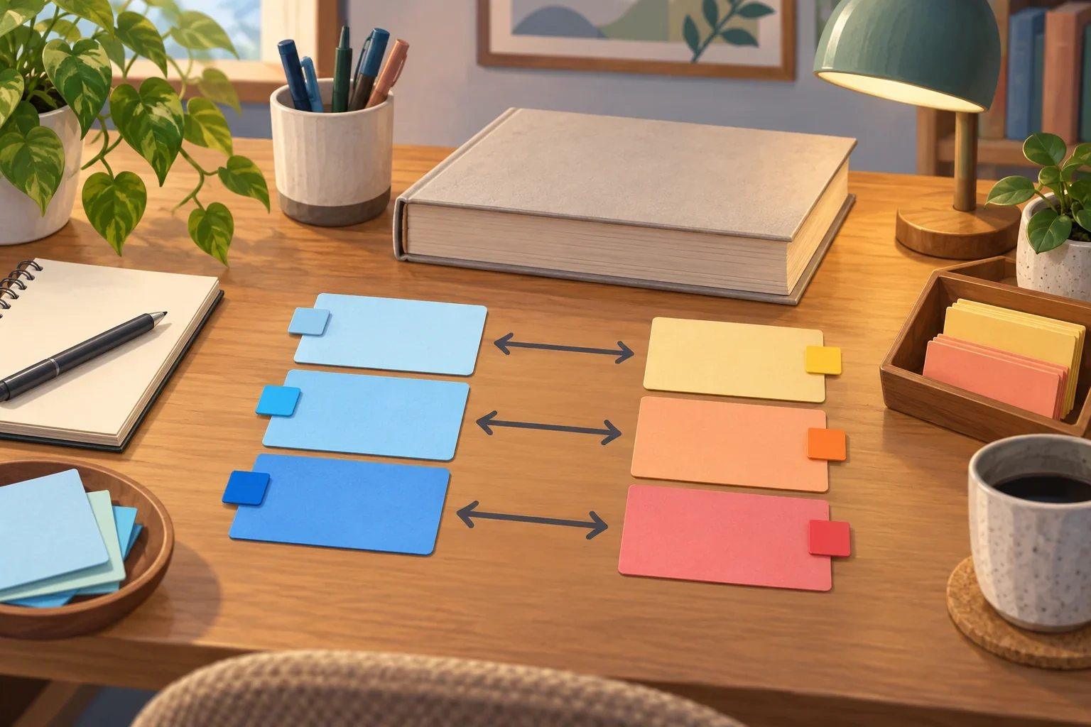 Imagined Rembarrnga discourse-study desk with linked blank participant cards