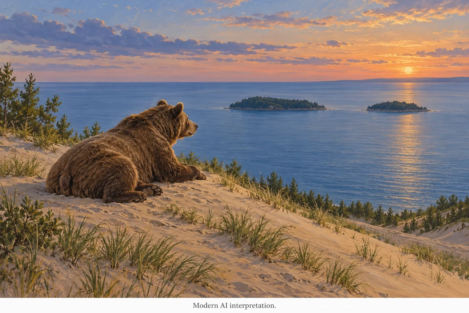 AI interpretation of Sleeping Bear’s watching mother.