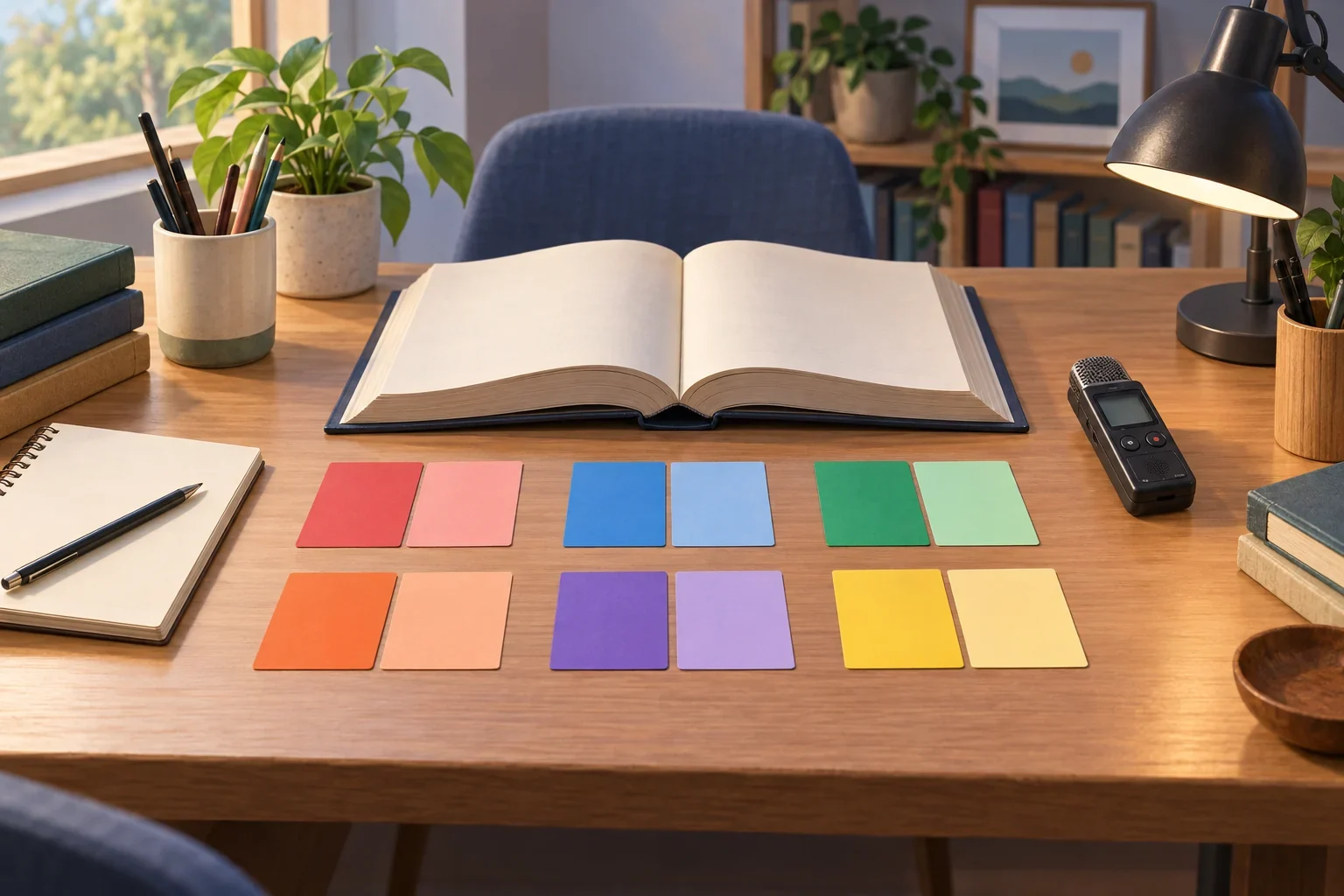 Imagined Tima documentation table with paired blank vowel cards and dictionary