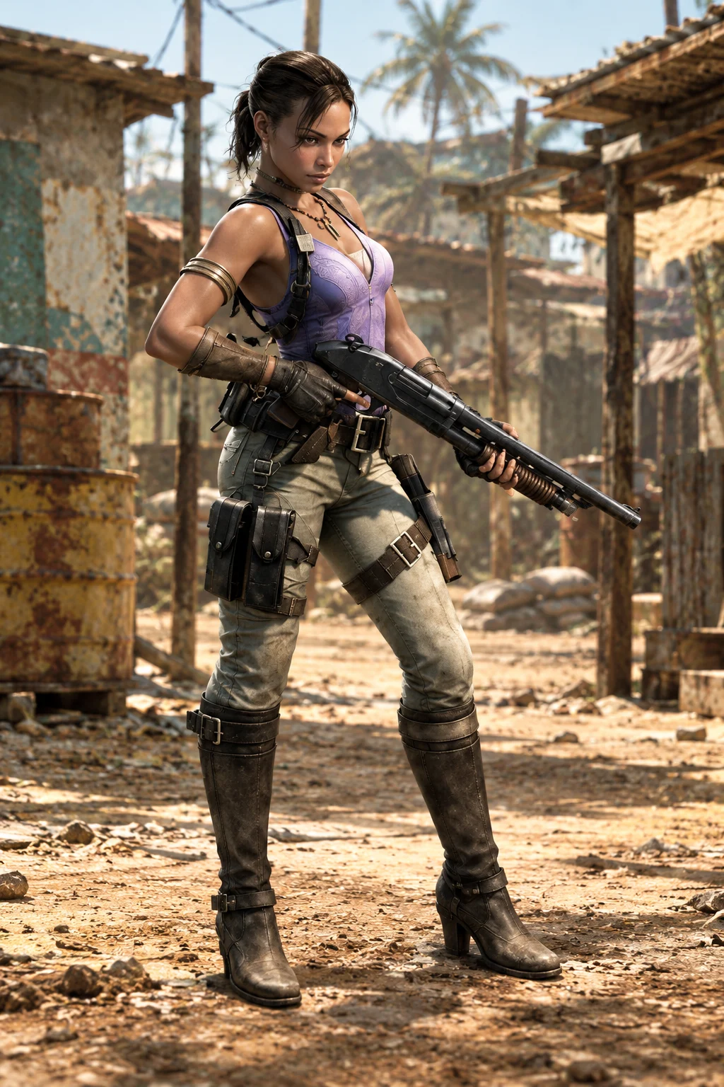 Sheva carrying a firearm.