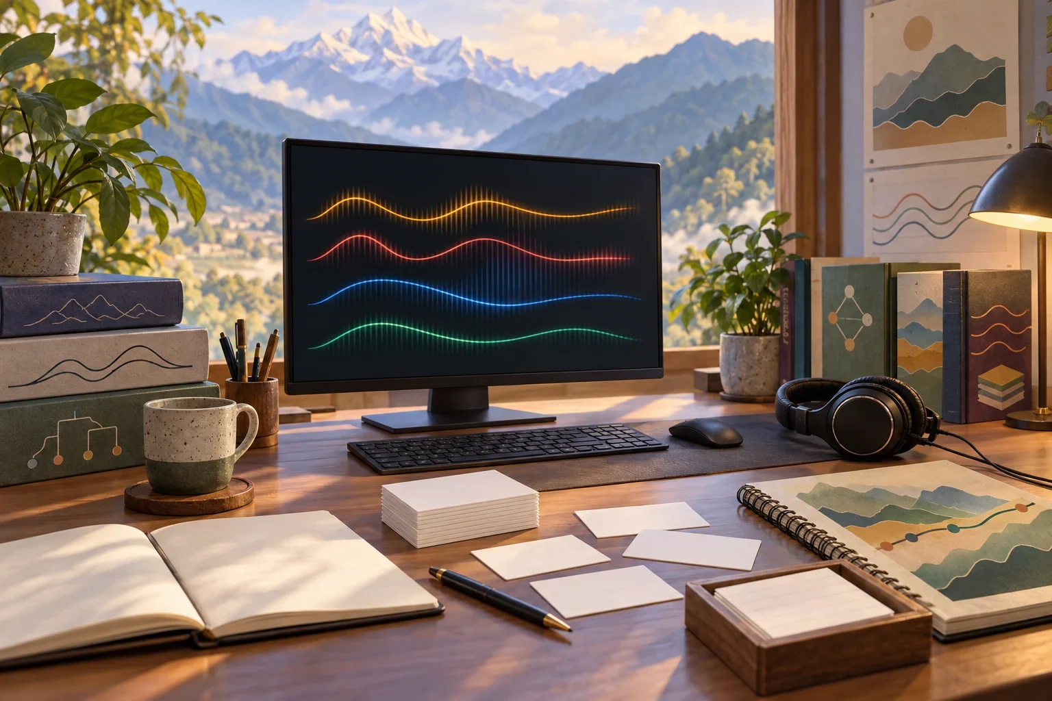 Imagined Kurtöp documentation workspace with abstract sound contours