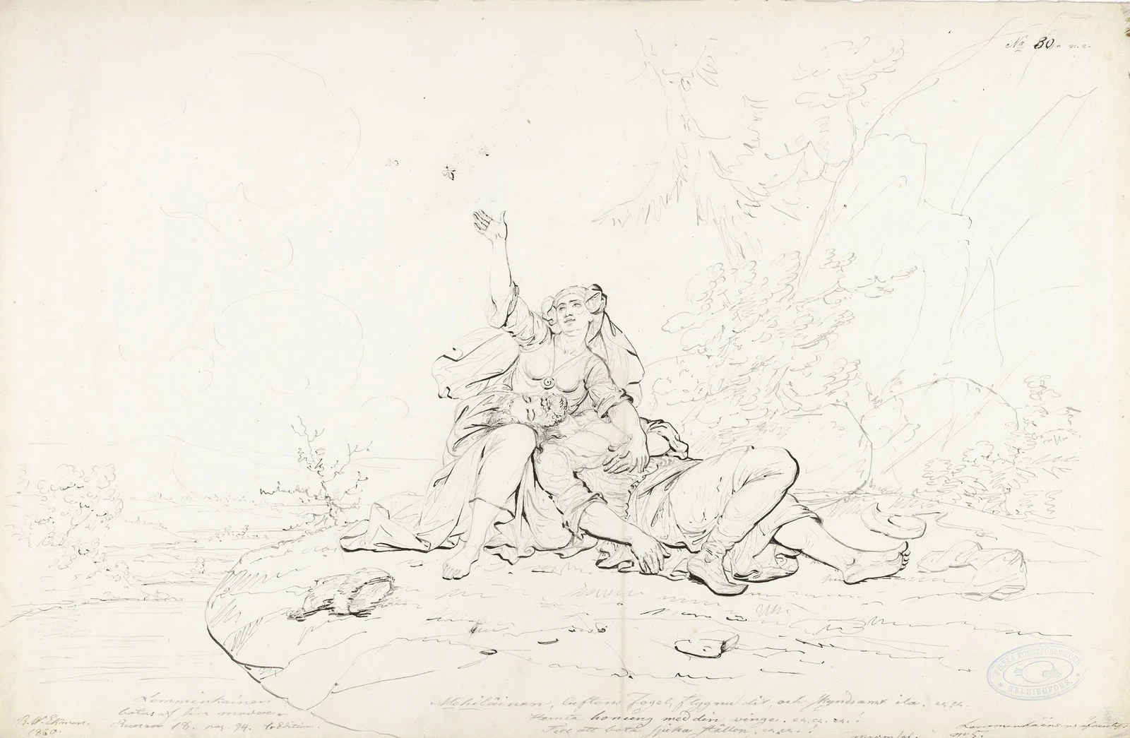 Restoration bee approaching Lemminkäinen’s mother, Robert Wilhelm Ekman’s Healing of Lemminkäinen (1860)