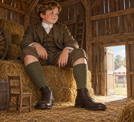 Imagined Enlarged Robert waits in the barn before the fair.