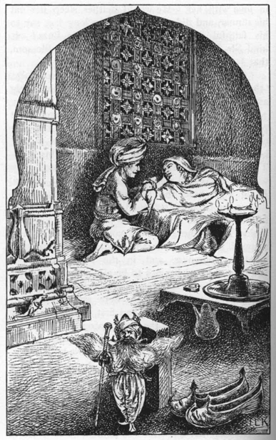 Kipling’s tiny Sir Buzz keeping guard while Princess Blossom meets the soldier’s son, 1894