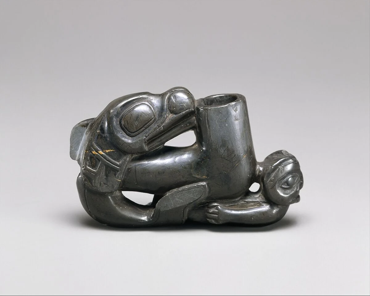 Haida argillite pipe bowl dated 1815–20, Met accession 2011.154.51