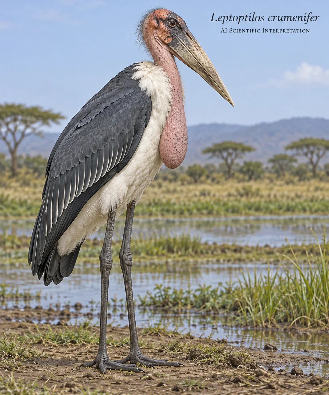 AI scientific interpretation of Leptoptilos crumenifer.