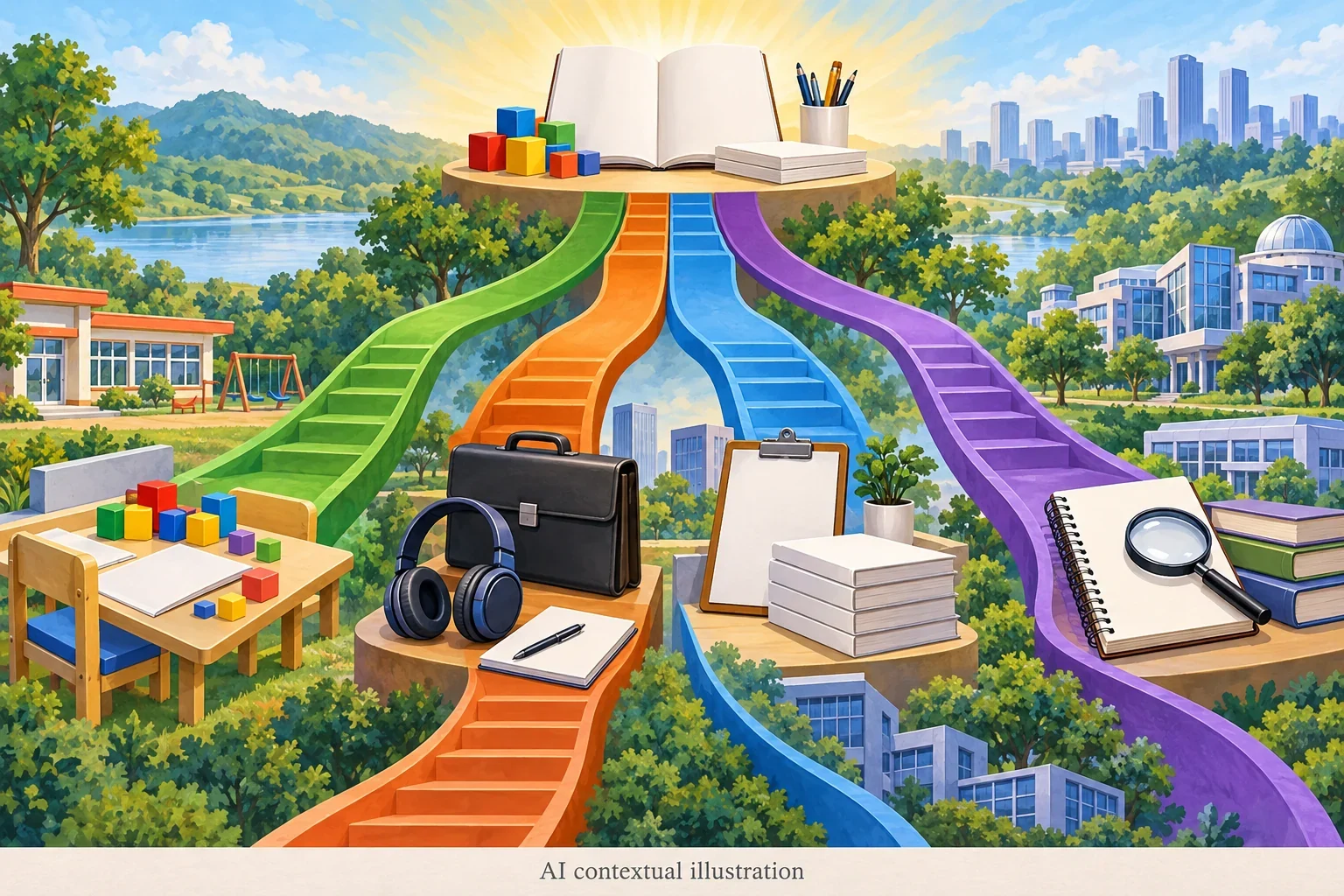 Imagined pathways across school, adult and university language learning.
