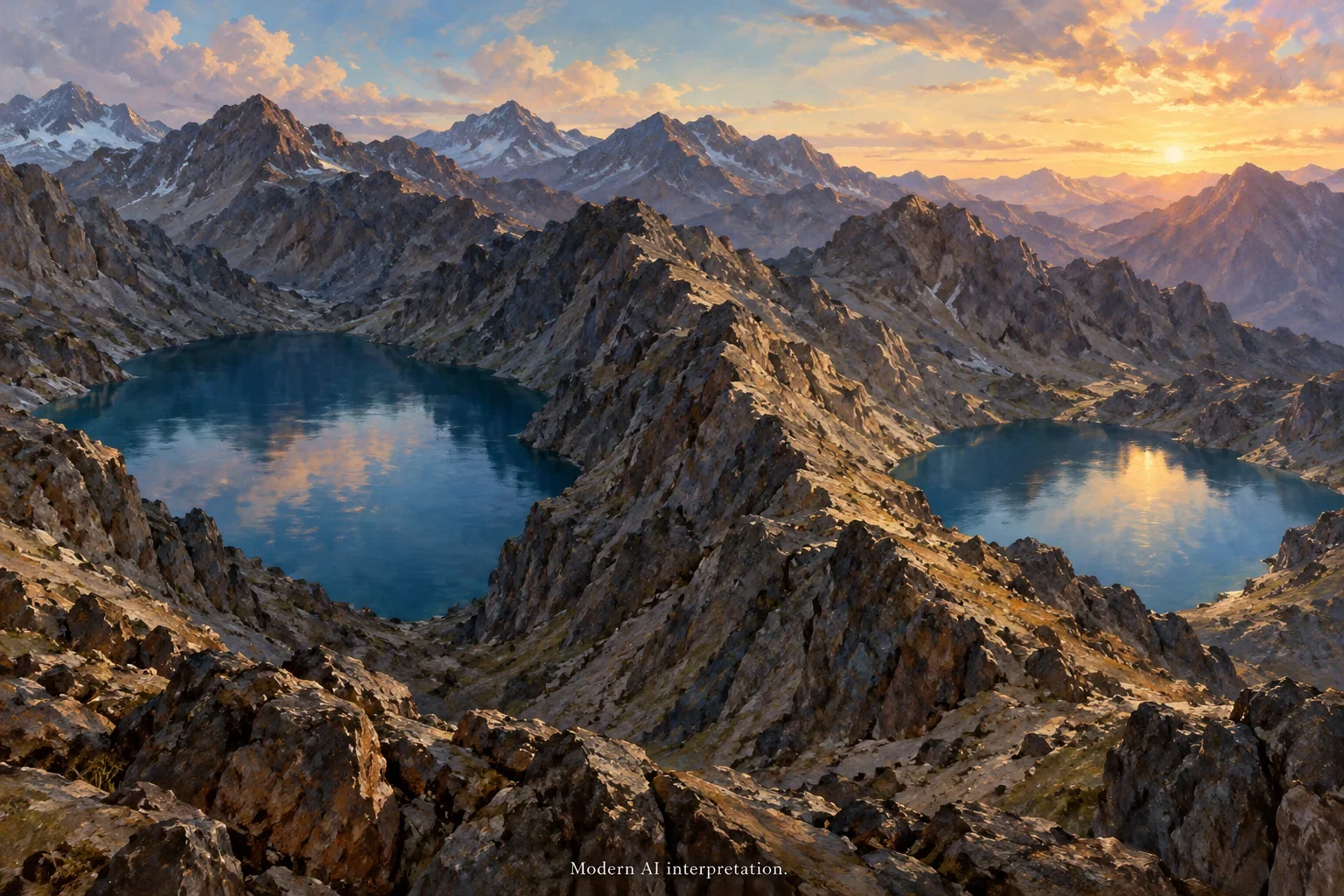 AI allegory of two tear-formed lakes.