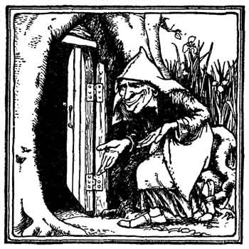 Habetrot opens the hidden door among tree roots, Batten