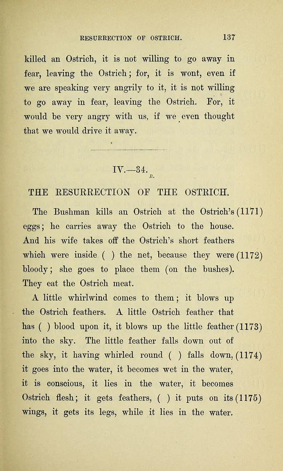 The Ostrich is born again, page137, historical printed text witness; documentary source-page facsimile