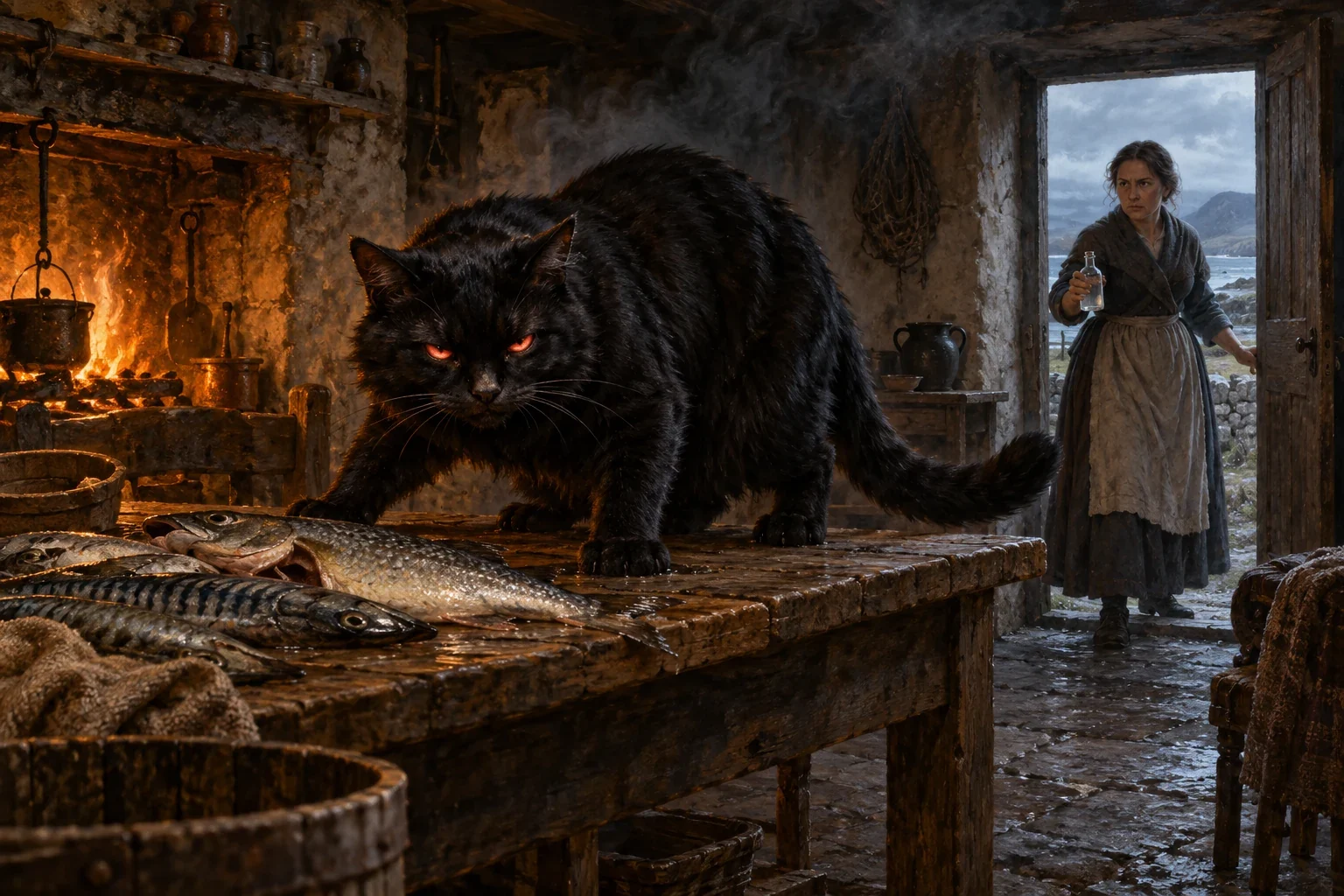 The Demon Cat of Connemara in Lady Wilde’s account — AI-generated interpretation
