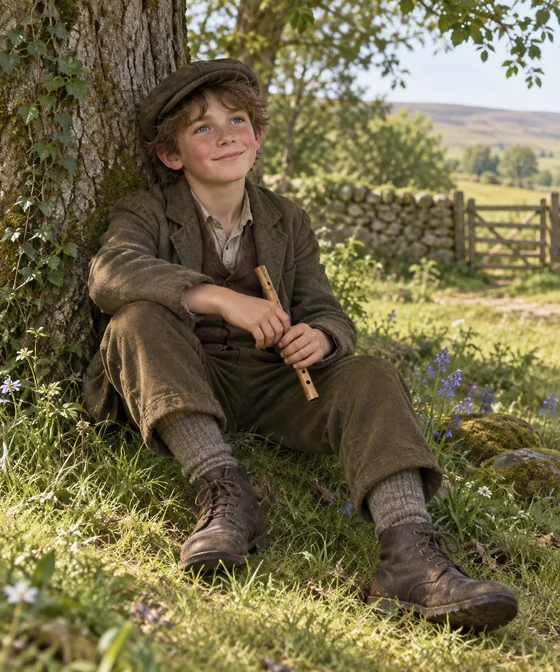Imagined Dickon Sowerby in a quiet original-novel portrait.