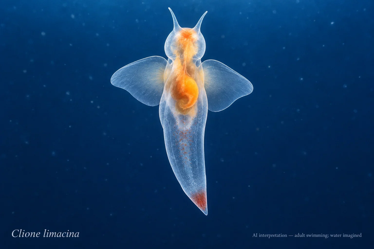 AI transparent sea angel with paired swimming wings.