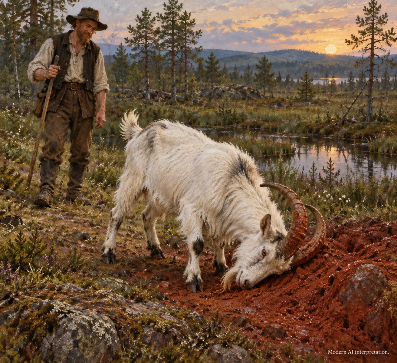 AI interpretation of Kåre’s red-horned discovery.