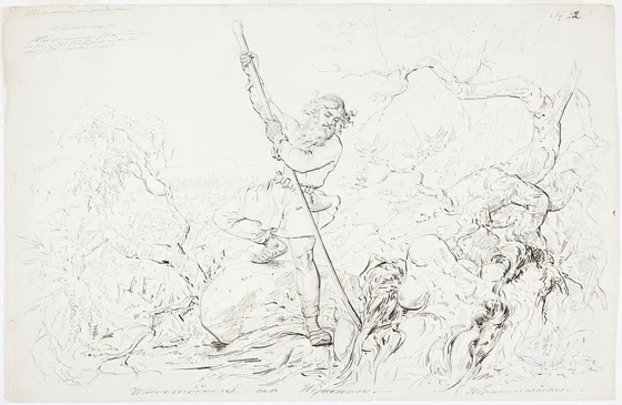Antero Vipunen beneath Väinämöinen, Robert Wilhelm Ekman (1860)