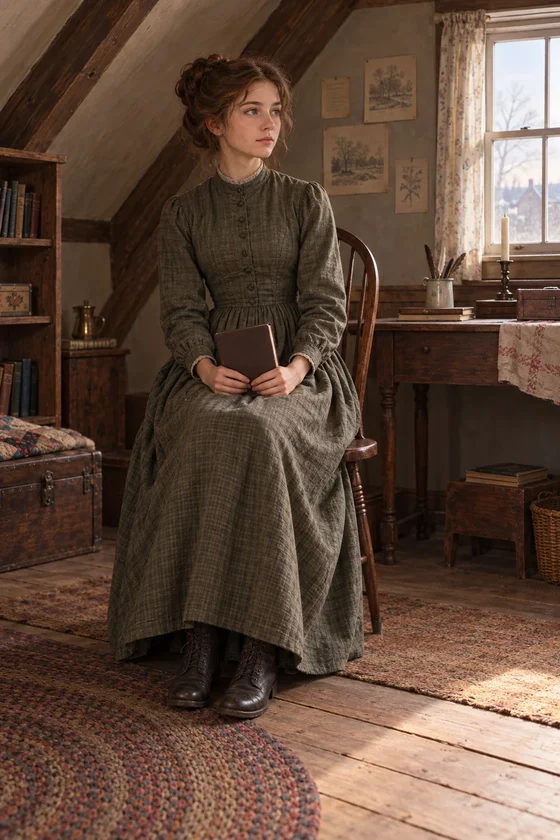 Imagined Jo March in a quiet original-novel portrait.