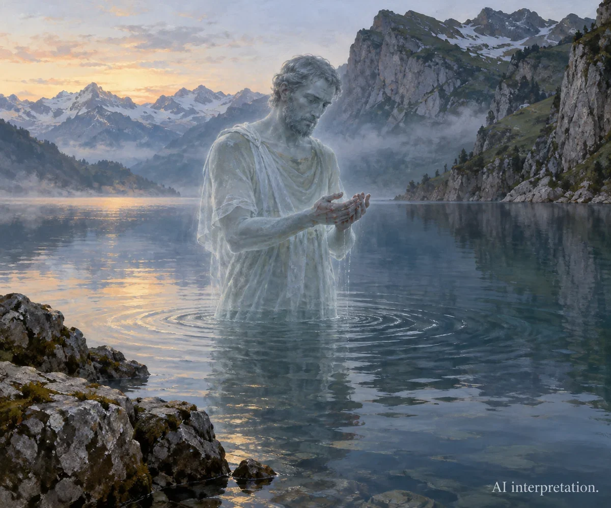 AI interpretation of the Pilatus lake haunting. Ghost and mountain imagined; no historical burial claim.