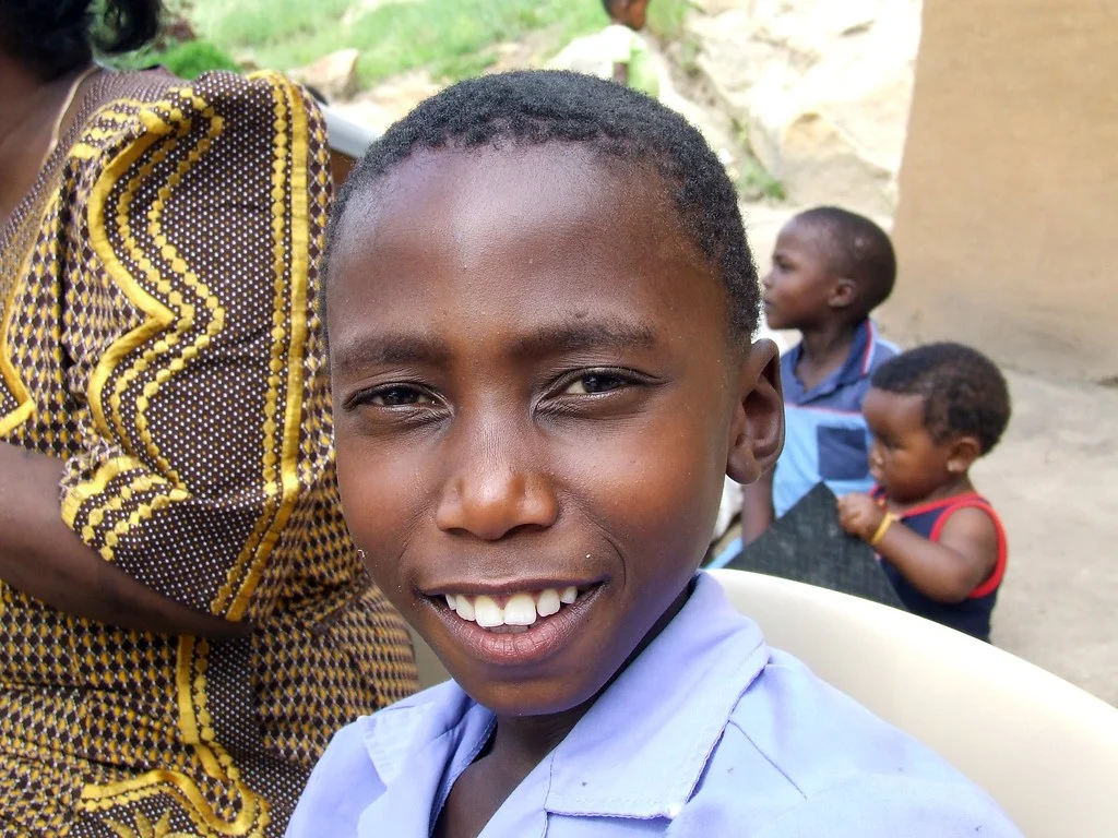 Fihliwe Morake, identified by photographer Michael Denne as a Basotho schoolboy, in a smiling 2006 portrait