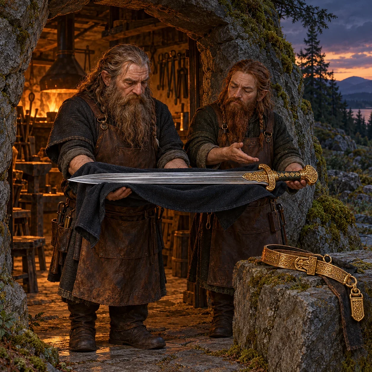 Dyren and Dualin, Makers of Tirfing (Keightley) — AI-generated interpretation