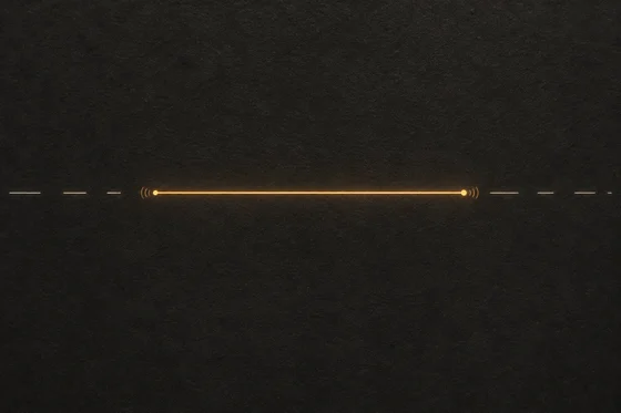 Modern AI explanatory interpretation of the King of Lineland as a line segment with two endpoint sensory marks. Visible thickness, colour, acoustic marks and outside viewpoint are imagined drawing conventions.