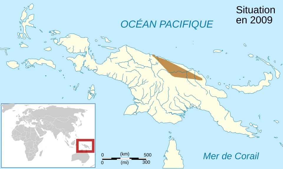 Aire de répartition de l'espèce d'amphibien Copiula tyleri