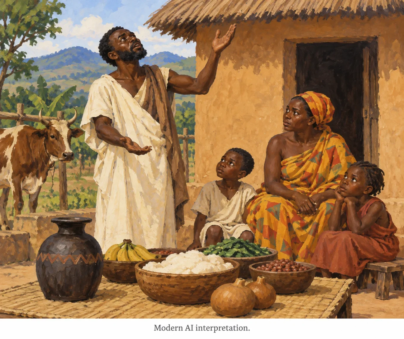 AI interpretation of Sebgugugu asking for more despite food.