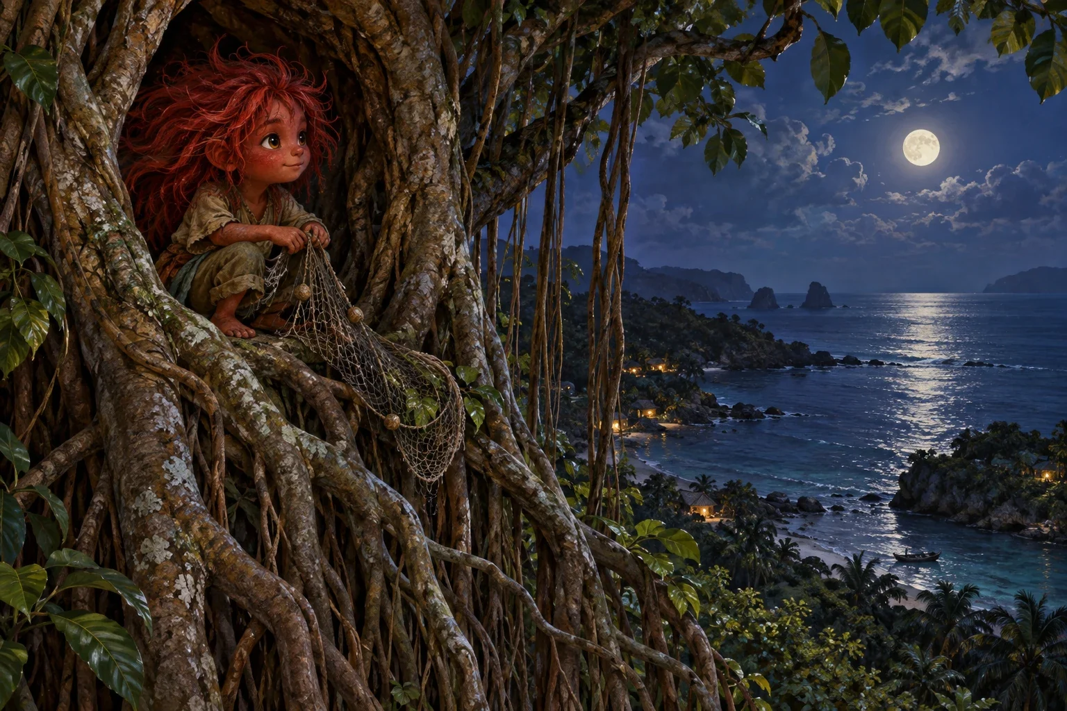 Kijimuna - AI-generated imagined folklore illustration.