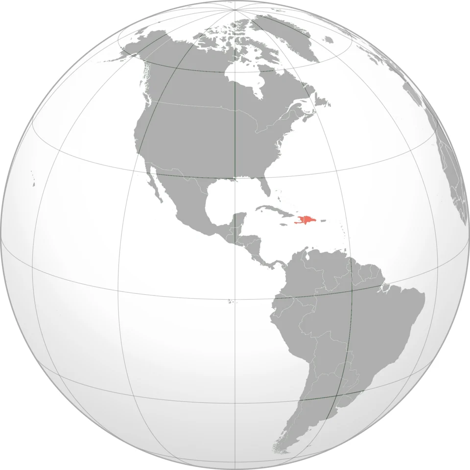 This is an image of Haiti and The Dominican Republic selected on a map.