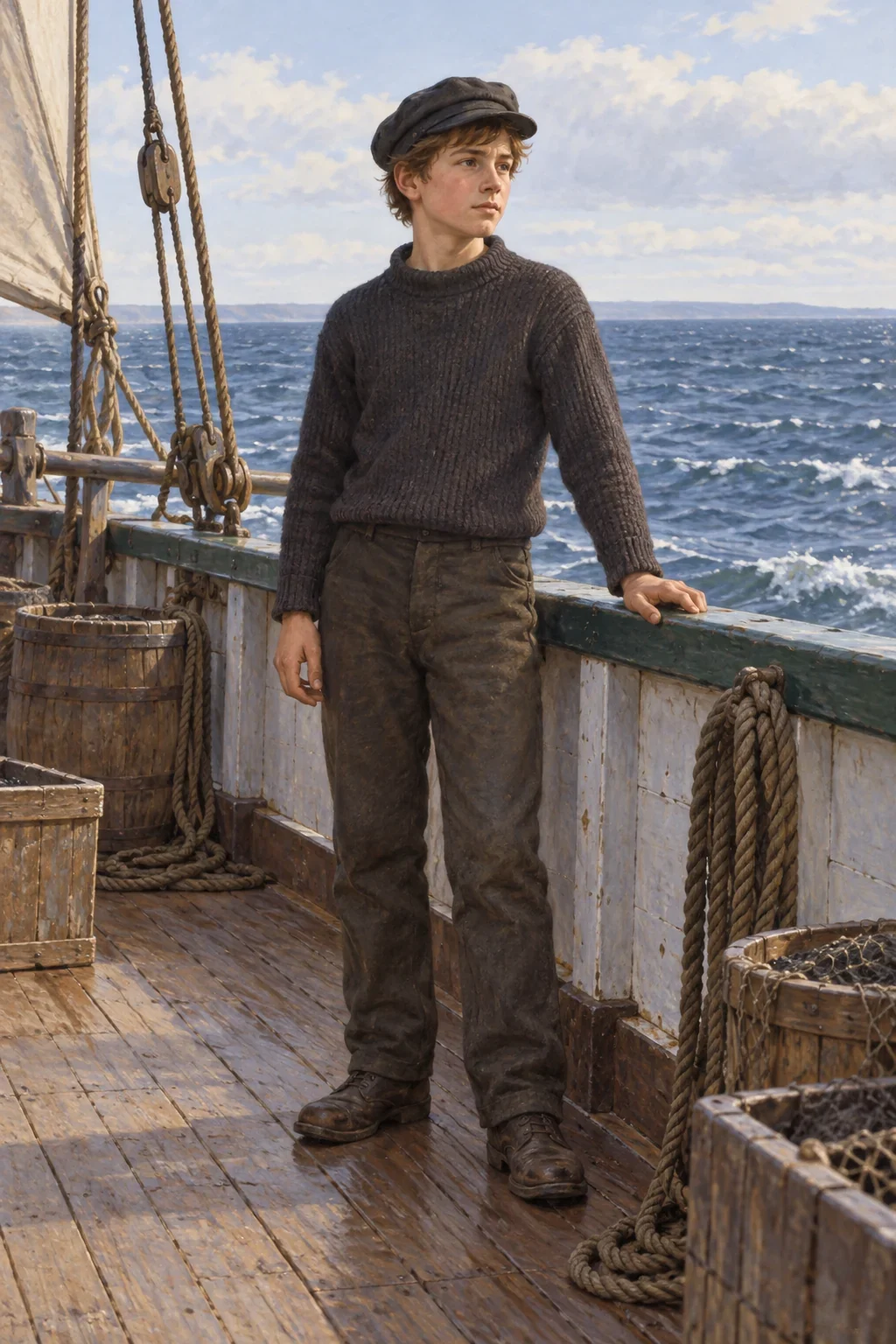 Imagined Dan Troop in a quiet original-novel portrait.