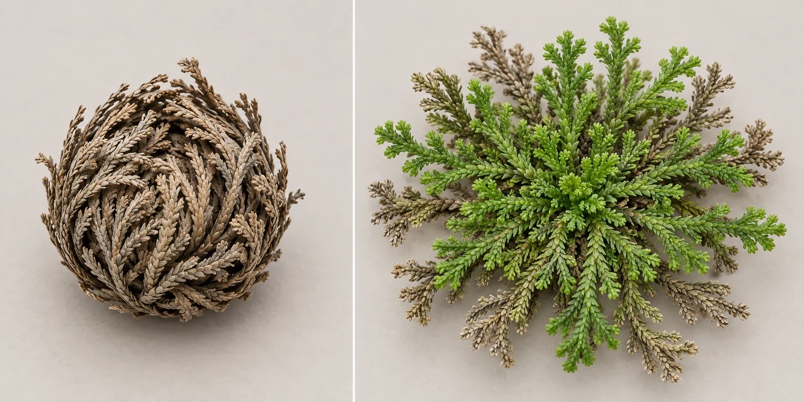 Modern AI interpretation of spikemoss hydration states.