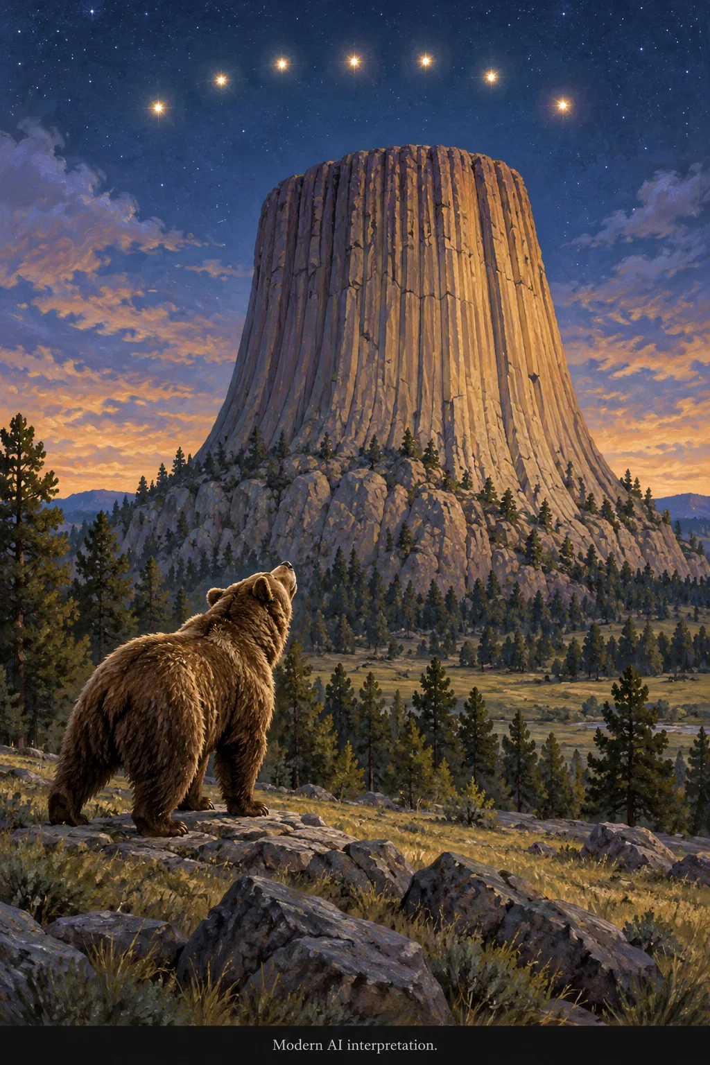 AI interpretation of DuLaune’s Kiowa Tree Rock story.