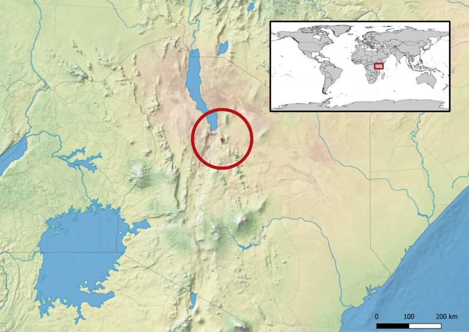 Aire de répartition de Kinyongia asheorum.