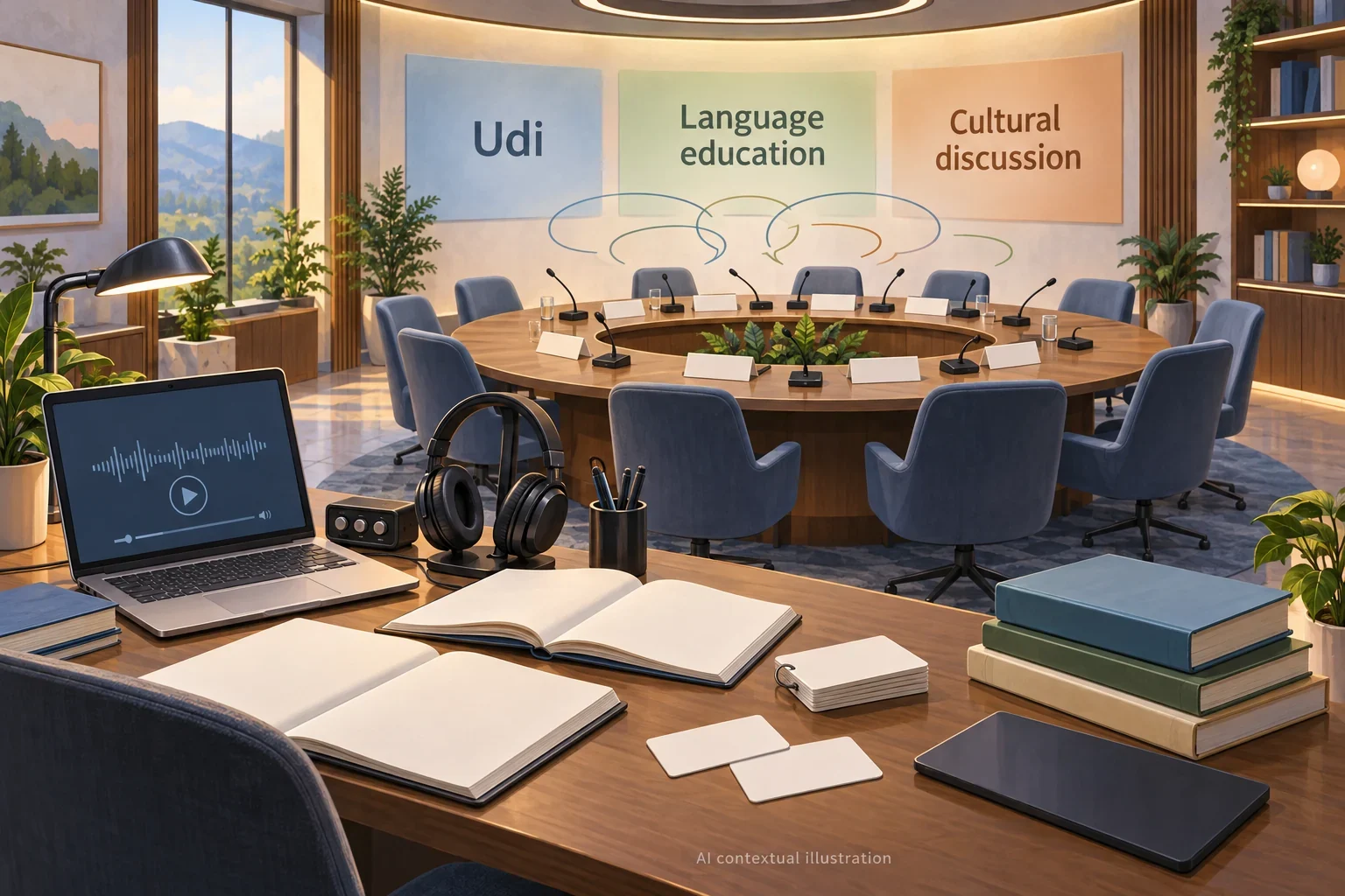 AI concept of Udi language education and public cultural discussion.