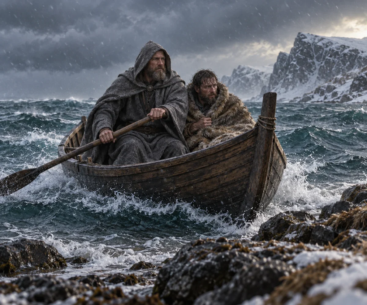 AI interpretation of Bárður’s rescue. Figures imagined.