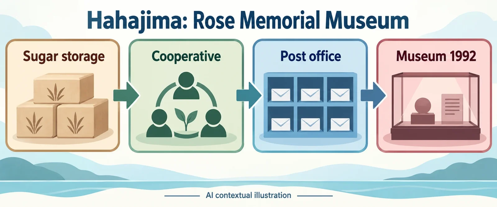AI diagram of Hahajima building uses ending at Rose Memorial Museum