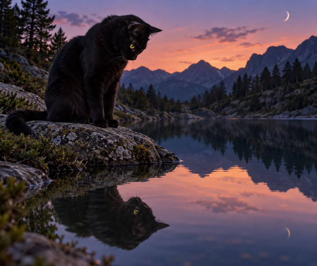 AI interpretation of the transformed-watchers motif. Cat imagined.