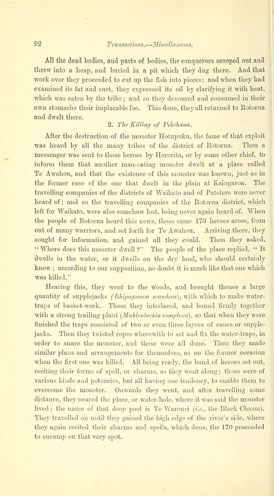 Peke-haua monster narrative, historical printed text witness; documentary source-page facsimile
