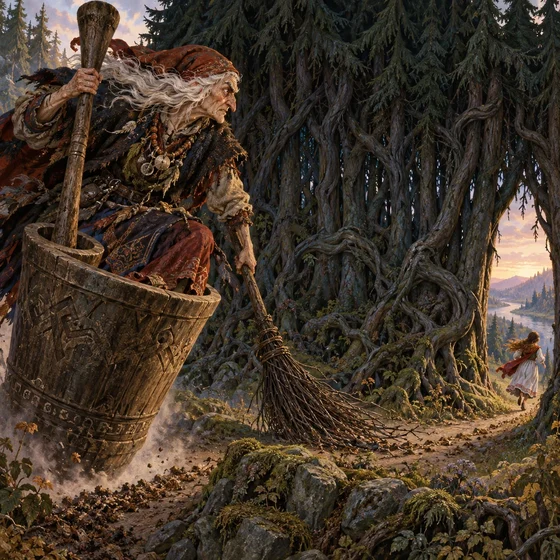 Baba Yaga — AI-generated modern interpretation.