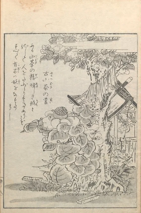 Furu-tsubaki no rei, named plate by Toriyama Sekien