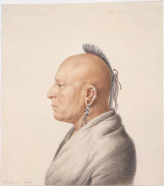 Saint-Mémin’s 1805–7 watercolor and graphite profile portrait catalogued as Osage Warrior, Met accession 54.82