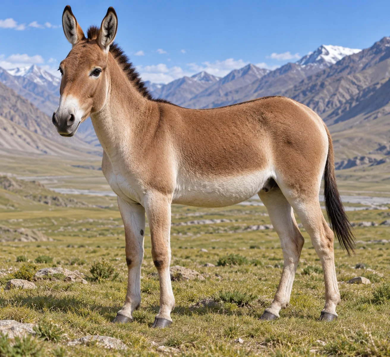 A complete young wild ass in an imagined valley.
