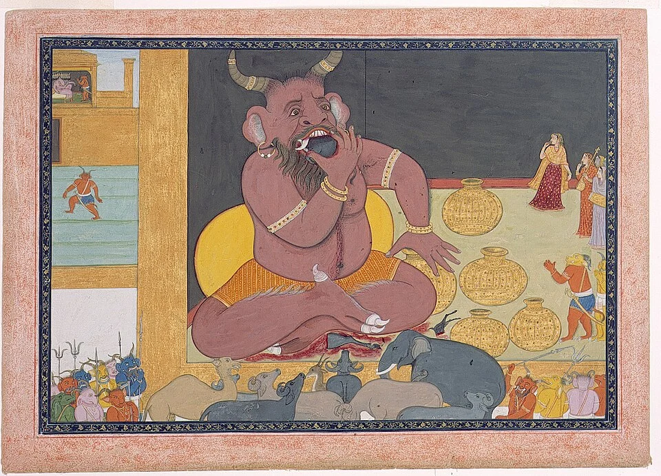 Kumbhakarna wakes and eats, ca1800