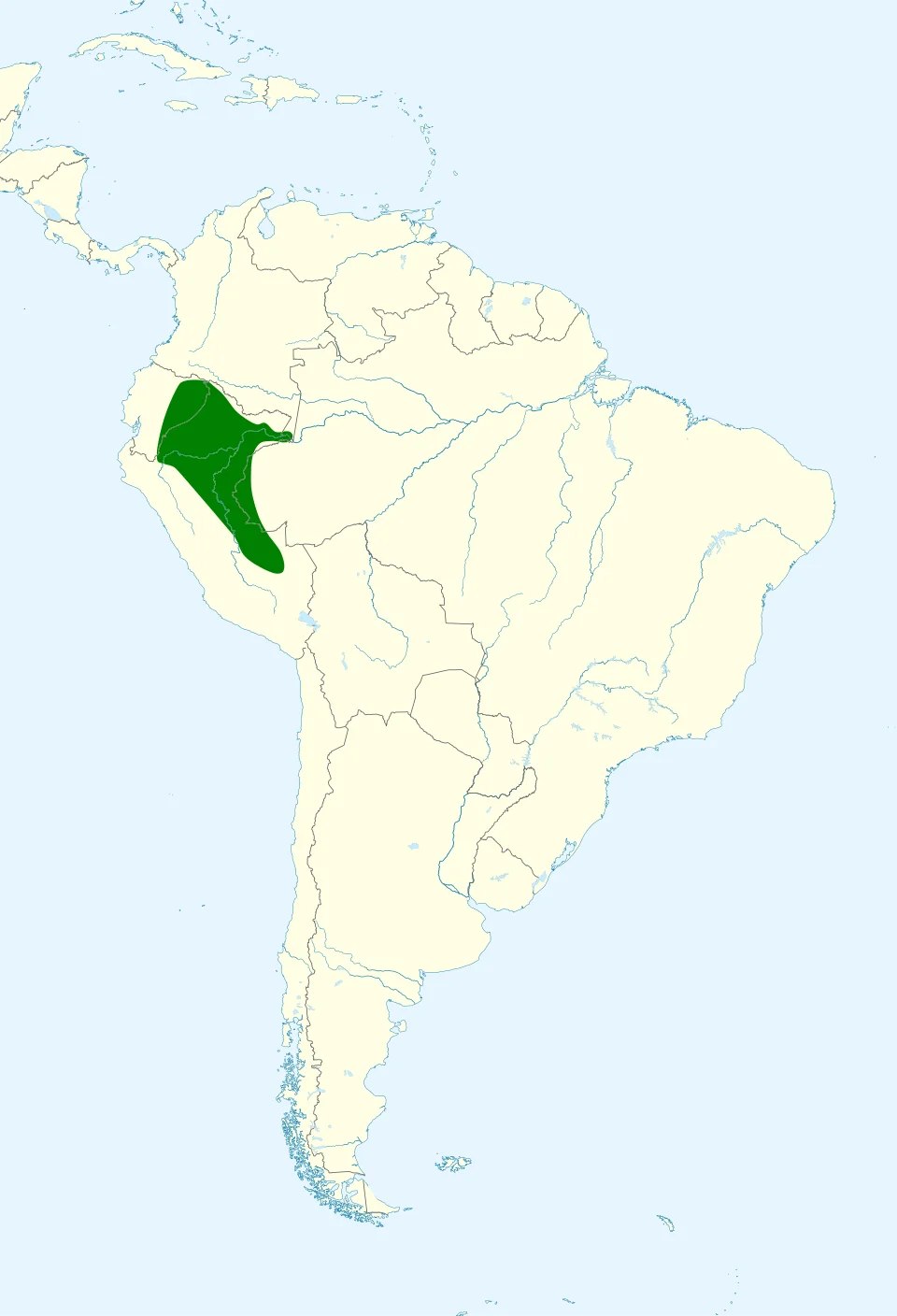 Range map of Buckley's Forest-falcon (Micrastur buckleyi)