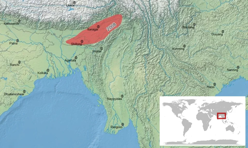 geographic distribution of Hylarana garoensis