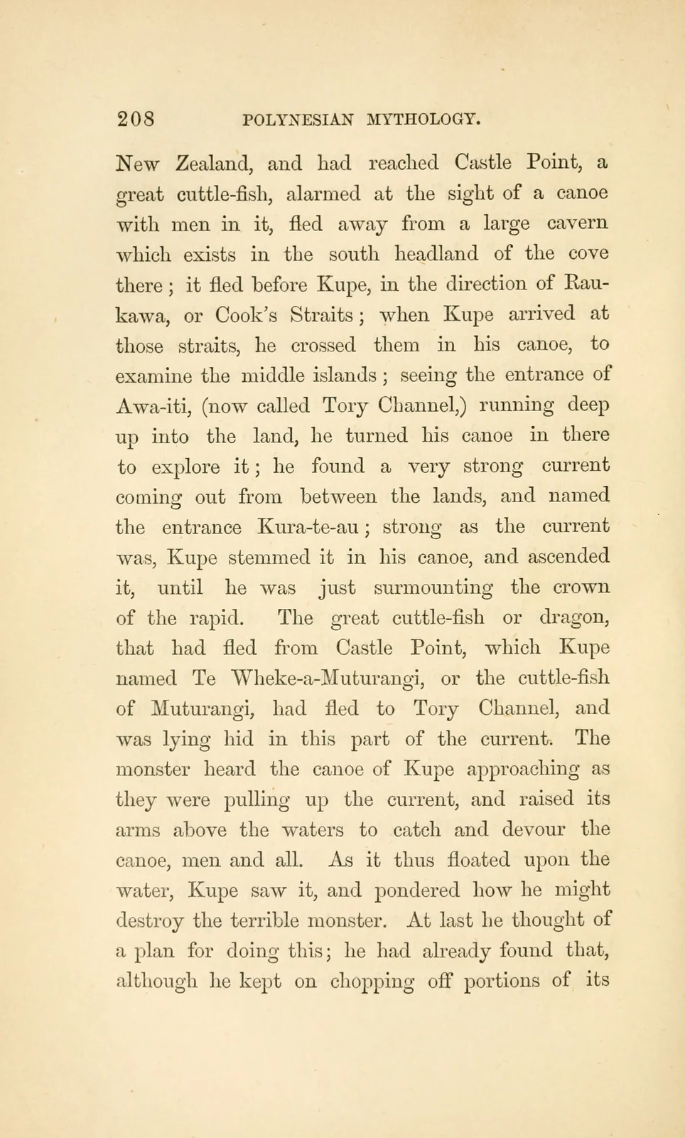 Muturangi and the great cuttle-fish, historical printed chapter opening; documentary source-page facsimile