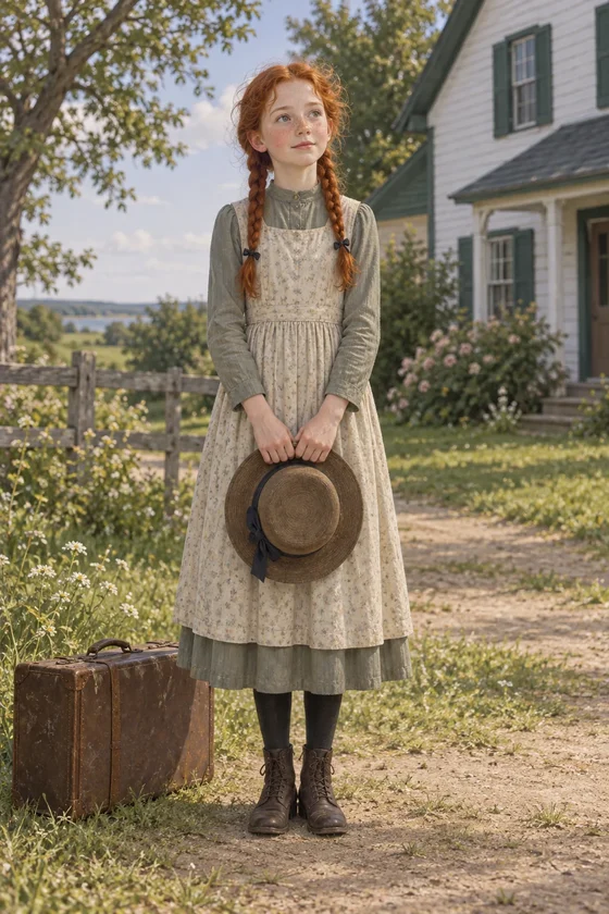 Imagined Anne Shirley in a quiet original-novel portrait.
