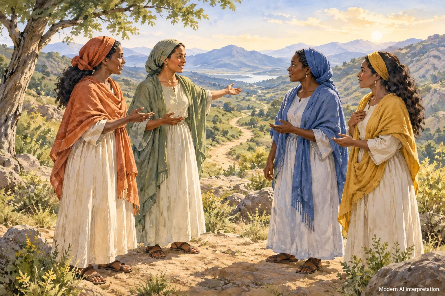 Modern AI interpretation of women proposing village union.
