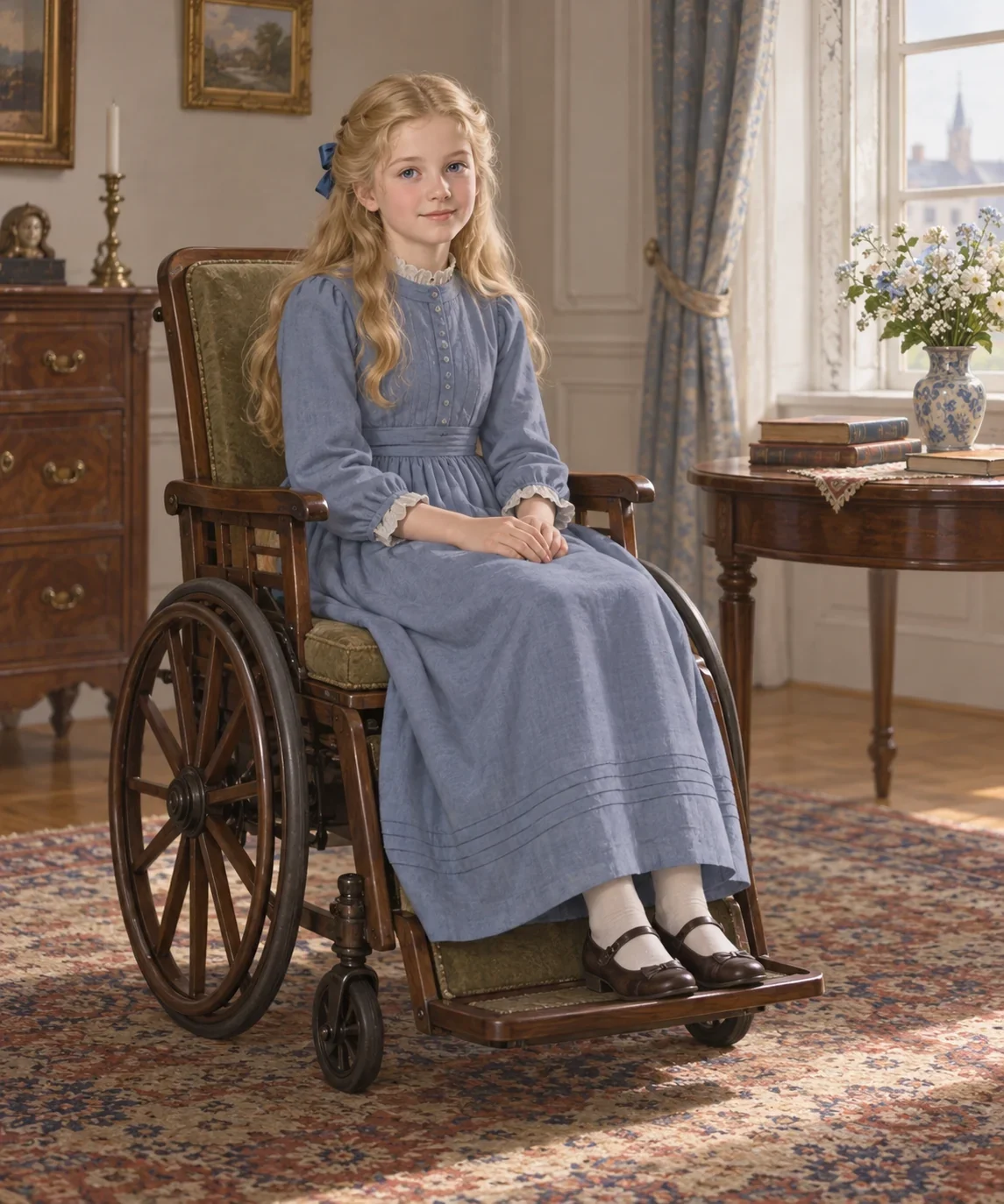 Imagined Clara Sesemann in a quiet original-novel portrait.