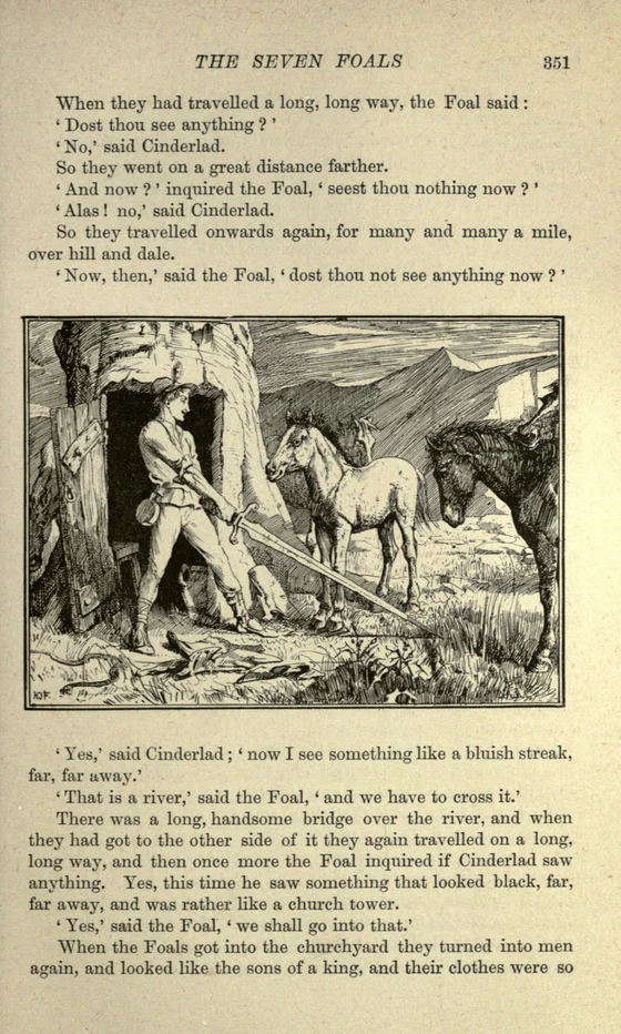 The enchanted foals show their watcher the great sword, H. J. Ford, 1890