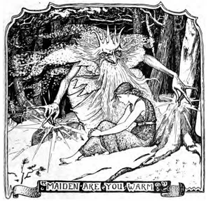King Frost questions the abandoned girl beneath a fir tree, Henry Justice Ford, 1894